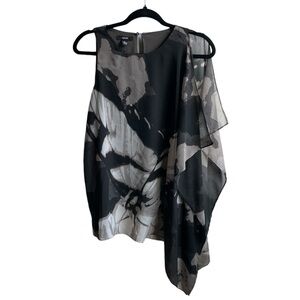 Alfani Black & Gray Printed Blouse (Size M)